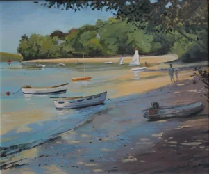 Salcombe Fishermans Cove, tidigt ljus